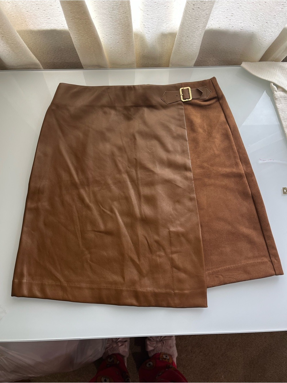 MARC NEW YORK ANDREW MARC BROWN FAUX LEATHER & SUEDE SKIRT Size Small - Picture 2 of 7